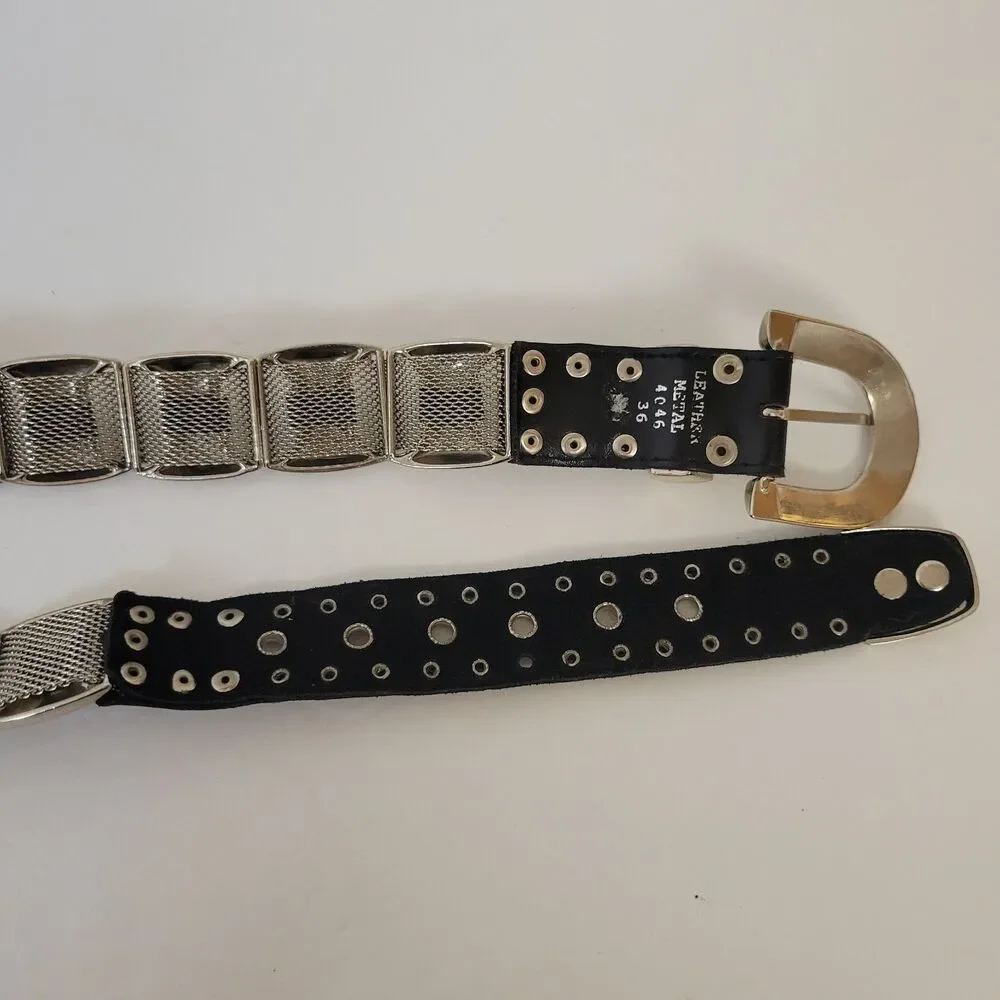 Vintage Art Ornament Metal Leather Women Belt
